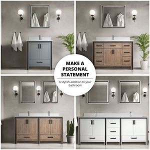 Dark Grey 60 In. W X 22 In. D Double <b>Bath</b> Vanity with White Quartz Top and 22 In. <b>Mirrors</b> Bathroom Vanities - Product Image 5