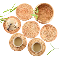 Sous-verres en rotin tressé du Vietnam, faits à la main, écologiques, pour tasses à café et verres
