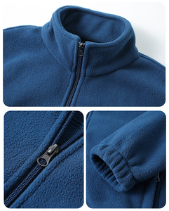 Unisex Winter <b>Fleece</b> <b>Jacket</b> Zip-Up Stand Collar Solid Breathable <b>Warm</b> Casual Outerwear for Outdoor Use - Product Image 6