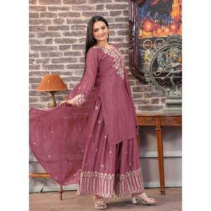 Designer Women's Sets Embroidered Chinon <b>Suit</b> with Sequence Embroidered Work - Product Image 5