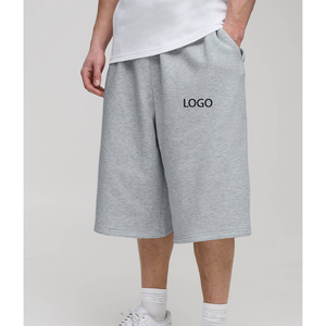 Shorts longs en molleton 100 % coton personnalisés, style streetwear estival, coupe ample décontractée, couleur unie, respirants - Product Image 1