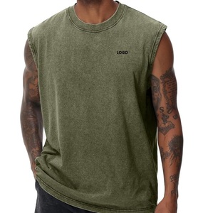 Men's Sleeveless Tank Top Cotton <b>Knitted</b> Muscle Shirt Side Slit Bottom Hem Casual Gym Wear - Product Image 5
