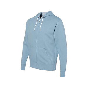 Sudadera con Capucha Azul Claro para Hombre, Cierre de Cremallera, Corte Regular, Forro Polar, Color Sólido, Diseño con Bolsillos, Ropa Casual de Otoño - Product Image 1