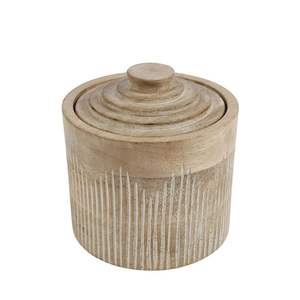 Tarro decorativo de madera para almacenamiento en la encimera de la cocina con tapa hermética para guardar café, azúcar, té y especias. - Product Image 5