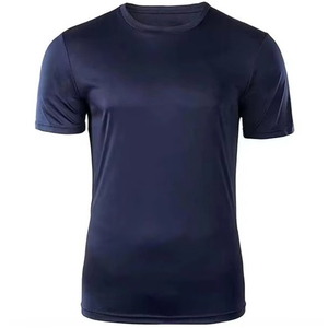 T-shirt en jersey décontracté pour homme, bleu marine, manches courtes, col rond, coupe ajustée, séchage rapide, couleur unie - Product Image 1