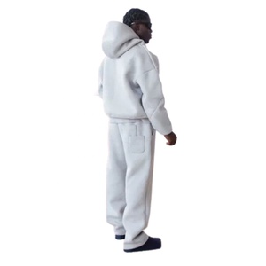 Pantalon de survêtement à capuche en polaire épaisse OEM ensemble de jogging 2 pièces pantalons cargo d'entraînement survêtements coupe ample costumes de survêtement à impression personnalisée - Product Image 3