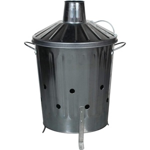 Incinerador de jardín de metal galvanizado atractivo, contenedor de basura para quemar residuos, quemador de basura de acero para exteriores con tapa - Product Image 4
