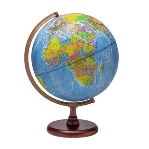 Grand globe de bureau en métal, carte du monde colorée et détaillée avec un support noir robuste |   Globe géographique éducatif pour les étudiants, décoration de bureau - Product Image 1