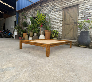 Song Kon SK2026 Rustic Solid Wood <b>Bed</b> <b>Frame</b> with Oak Walnut Acacia Raised Panel Design <b>Antique</b> Binh Duong Origin 1 Year Warranty - Product Image 2