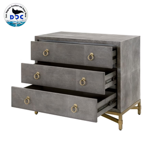 Modern High-End Faux Shagreen Nightstand with 3 Drawers <b>Foldable</b> & Extendable for Bedroom Dining Living Room Use - Product Image 4