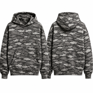 Sudadera con Capucha de Camuflaje para Hombre, Gris, Estilo Urbano Informal, Transpirable, Felpa Francesa, 100% Poliéster, Personalizable, Ropa de Invierno - Product Image 6