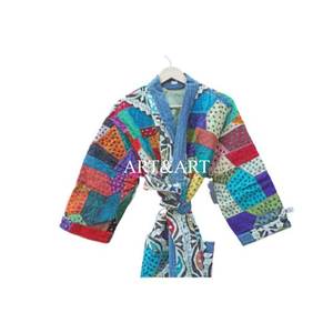 Bata Kantha Multicolor de Algodón con Parches Hechos a Mano, Transpirable y Suave, para Verano e Invierno, Precio de Fábrica - Product Image 4