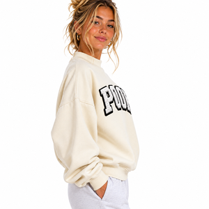 Sudadera Oversize Personalizada para Mujer con Cuello Alto, Bordado Chenille, Forro Polar, Ajuste Holgado, OEM ODM, Sudadera con Letras Griegas - Product Image 4
