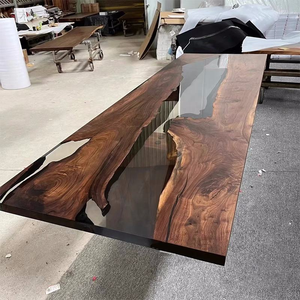 HJ HOME Walnut Solid Wood Dining <b>Tables</b> Home Furniture BlueTransparent <b>Table</b> a Manger River <b>Epoxy</b> Resin <b>Table</b> - Product Image 3
