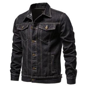 New <b>Men</b> Streetwear Slim Fit Waterproof Eco-Friendly Reversible Breathable Cotton Solid Color Casual Denim Jacket Front Stand - Product Image 1