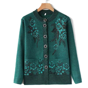 Cardigan d'hiver décontracté 100% coton, couleur unie, col en V, logo sur le devant, respirant, confortable, personnalisable, pull pour femme - Product Image 5