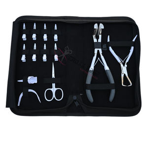 Kit d'outils pour extensions de cheveux Salon White : mini-ciseaux, pinces de sectionnement pour coiffure, et ensemble de pinces à extensions de cheveux en acier inoxydable - Product Image 6
