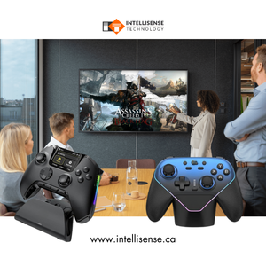 Gamepad inteligente con canales de circulación de aire en las empuñaduras para mantener las manos secas y cómodo controlador inalámbrico con batería baja - Product Image 1