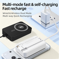Banco de Energía Portátil de 10000 mAh para iPhone con Soporte, Carga Inalámbrica Magnética, Tipo-C, Carga por Cable con Múltiples Modos de Carga, 10000 mAh