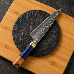 Custom Damascus Steel Chef Knife with Resin Wood Handle Leather Sheath Professional Kitchen Cooking Knife OEM ODM Manufacturer - Product Image 5