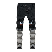 Jeans de Mezclilla Negros Premium para Hombre, Diseño Desgarrado, Corte Ajustado, Pantalones Elásticos, Ropa Moderna, Fabricante de Ropa, Servicios OEM