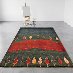Alfombra Artesanal de Lana con Diseño Tribal, Tejida a Mano, Escena Tradicional de Pueblo, Decorativa para Sala de Estar o Dormitorio - Product Image 1