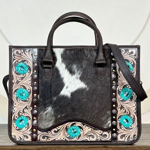 Nouveauté 2026 : Sac à main d'épaule en cuir de vachette véritable, motif floral en forme de cœur, fait main, pour femme, sac de voyage fourre-tout - Product Image 3