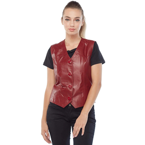 Gilet en cuir de haute qualité pour femme, en cuir de vache véritable, coupe ajustée, veste sans manches pour motardes, en vente - Product Image 3