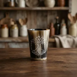 REHMAN CRAFT Verre en corne de buffle naturel rustique et écologique, fait main, de forme naturelle, pour Noël, Nouvel An, Halloween - Product Image 5