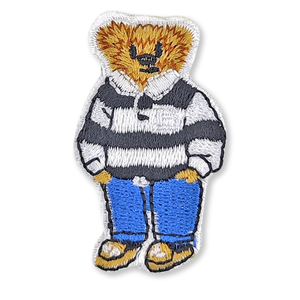 Hot Sale Street Casual 6-Panel 100% Cotton Unisex Baseball <b>Cap</b> White Blue Striped Teddy Bear Iron-On Embroidery Metal Buckle - Product Image 5