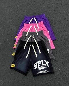 Shorts de jogging en coton éponge 100% brodés de haute qualité, effet vieilli, délavé, effet soleil, pour hommes - Product Image 5