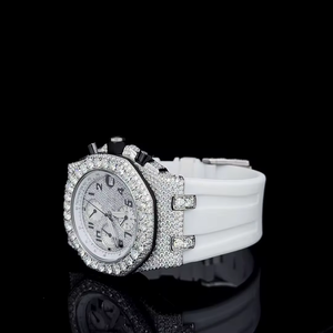Montre de luxe en quartz Moissanite pour femmes et hommes, bracelet en acier inoxydable, verre écologique, légère, style diamant, OEM - Product Image 3