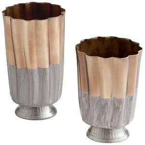 Handmade Iron Coastal Design Fluted Shape Eco-Friendly Tabletop <b>Vase</b> Decorative Metal Planter - Product Image 2