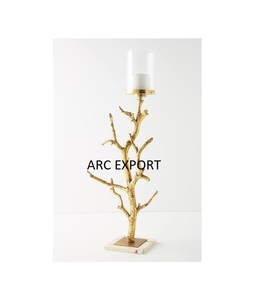 เชิงเทียนโลหะดีไซน์แบบโบราณสีทองสำหรับตกแต่งบ้านเชิงเทียนดีไซน์รูปใบไม้ขนาดใหญ่เชิงเทียนสำหรับตกแต่งบ้าน - Product Image 1