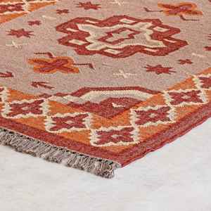 Tapis tissé plat bohème chic, tapis kilim en jute et laine tissés à la main sur mesure pour salon, chambre et bureau - Product Image 3