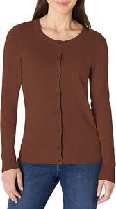 Women's Black Knitted Button Front <b>Cardigan</b> <b>Long</b> Sleeve Crew Neck Casual Sweater Solid Color 100% Cotton All Seasons Wear - Product Image 5
