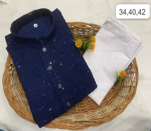 Ensemble kurta pyjama traditionnel pour homme, en tissu rayé, idéal pour les célébrations festives, les événements familiaux et les soirées. - Product Image 2