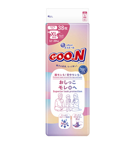 ผ้าอ้อมสำเร็จรูป GOO.N P1-009 แบบพรีเมียม เนื้อผ้าไม่ถักทอ นุ่ม ระบายอากาศได้ดี ป้องกันการรั่วซึม 3 มิติ พร้อมแถบกาวป้องกันการรั่วซึมแบบ 3 มิติ - Product Image 1