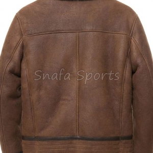 Men's Sheepskin Leather <b>Jacket</b> Winter Warm Shearling Faux <b>Fur</b> <b>Lined</b> Coat Customized Leather <b>Jacket</b> For Men - Product Image 5