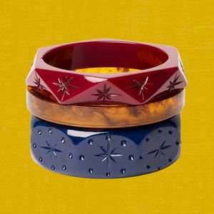 Handmade Epoxy <b>Resin</b> Bangle Bracelet H a CRAFT Women's Trendy Gift Jewelry with Carved Floral Design - Product Image 6