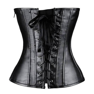 <b>Women</b> Black <b>Leather</b> Underbust Corset Shapewear Firm Control Tummy Slimming Waist <b>Trainer</b> Daily Wear - Product Image 2