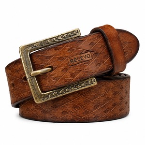 Adjustable Brown Cowhide Casual Dress Belt For Business <b>Office</b> Formal Wear Jeans Trousers and Everyday Use For Men - Product Image 1