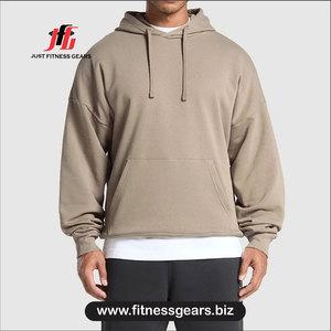 เสื้อสเวตเชิ้ตผ้าฟลีซมีฮู้ดขนาดใหญ่สำหรับผู้ชาย สีพื้น สวมใส่สบายๆ สำหรับฤดูใบไม้ร่วง - Product Image 2
