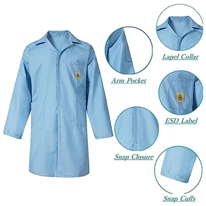 Bata de Laboratorio Antiestática ESD de Manga Larga, Ropa de Trabajo con Control de Electricidad Estática, Bata Protectora con Múltiples Bolsillos para la Industria de Salas Limpias - Product Image 5