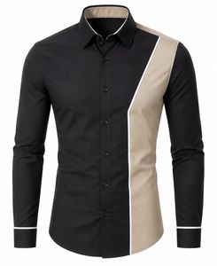 Camisa de Hombre Beige Sólida con Cuello Mao, Manga Larga, Estilo Casual Elegante, Cierre con Botones de Cuerno, 100% Algodón, Transpirable y Ecológica, para Primavera - Product Image 3