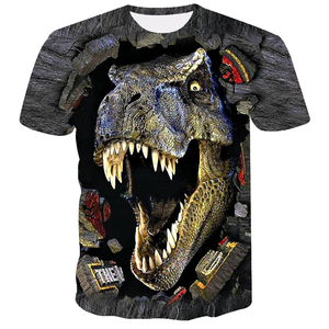 T-shirt à manches courtes pour homme, col rond, imprimé dinosaure 3D, décontracté, polyester, coupe classique, motif photo - Product Image 4