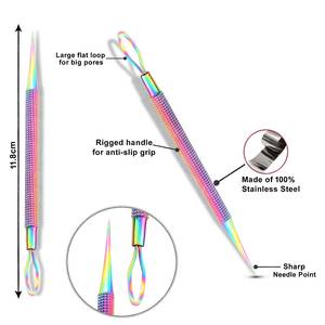 Pousse-cuticules chirurgical Morje double embout en acier inoxydable, réutilisable, finition arc-en-ciel - Product Image 3