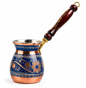 Cafetera Turca, Griega y Árabe de Latón Grabado Azul Colorido, Cafetera para Estufa, Cezve, Ibrik, Briki - Product Image 6