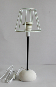 Cream Modern Hotel <b>Table</b> Lamp with Fiber Paper <b>Marble</b> & Iron Construction - Product Image 5