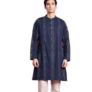 Hombres bandhani impreso Algodón puro recto Kurta para hombres cuello mandarín mangas largas hasta la rodilla para hombre producción a granel - Product Image 1